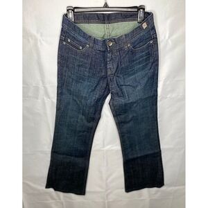 X2 Denim‎ Laboratory Women W10 Flare Leg Jeans Dark Wash Cotton Blend Boho Retro